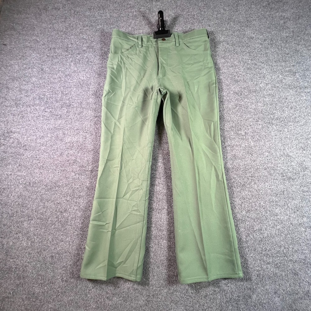 VTG Wrangler Flare Pants Mens 36x30 Sage Green Wrancher Dress Slacks 1W125SG